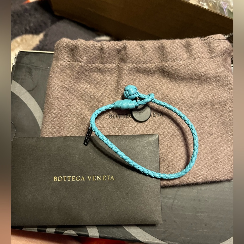Bottega Venetia NWOT Intrecciato Blue Braided Leather Bracelet